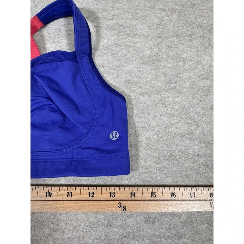 Lululemon Sports Bra Womens 34DD Blue High Support Crossback Underwire Yoga Gym